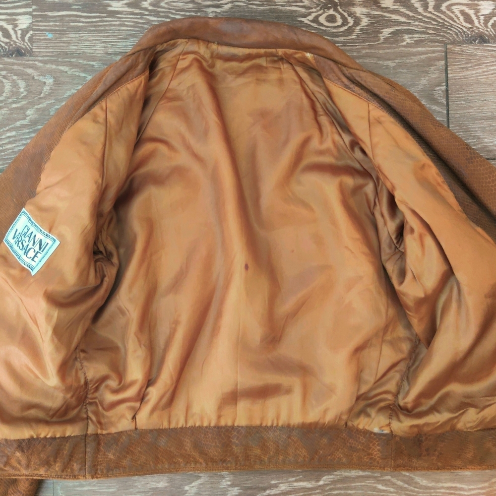 Vintage 1994 Gianni Versace Python Print Brown Bi… - image 7
